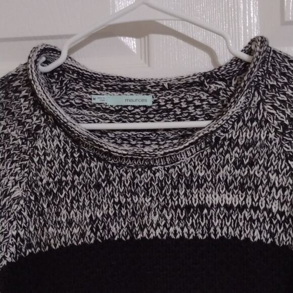 Maurices black and white static print black stripe sweater dress women's size M. - Picture 3 of 6